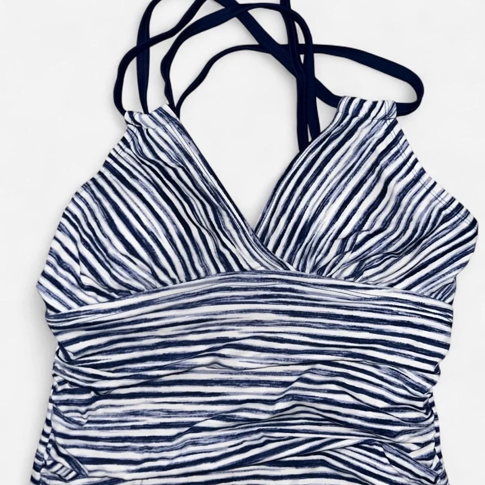 Time and Tru Black and White Striped One Piece Swimsuit